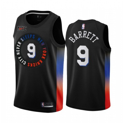 Nike New York Knicks #9 RJ Barrett Black NBA Swingman 2020-21 City Edition Jersey Men's